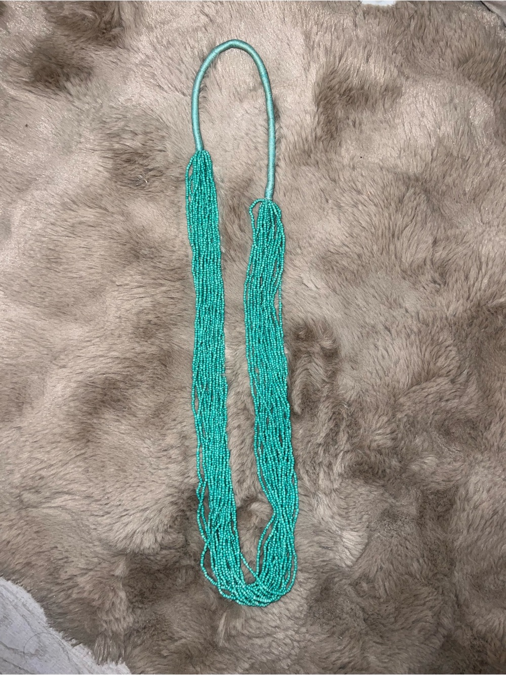 Source Unknown Turquoise Multi-Strand Seed Bead Necklace